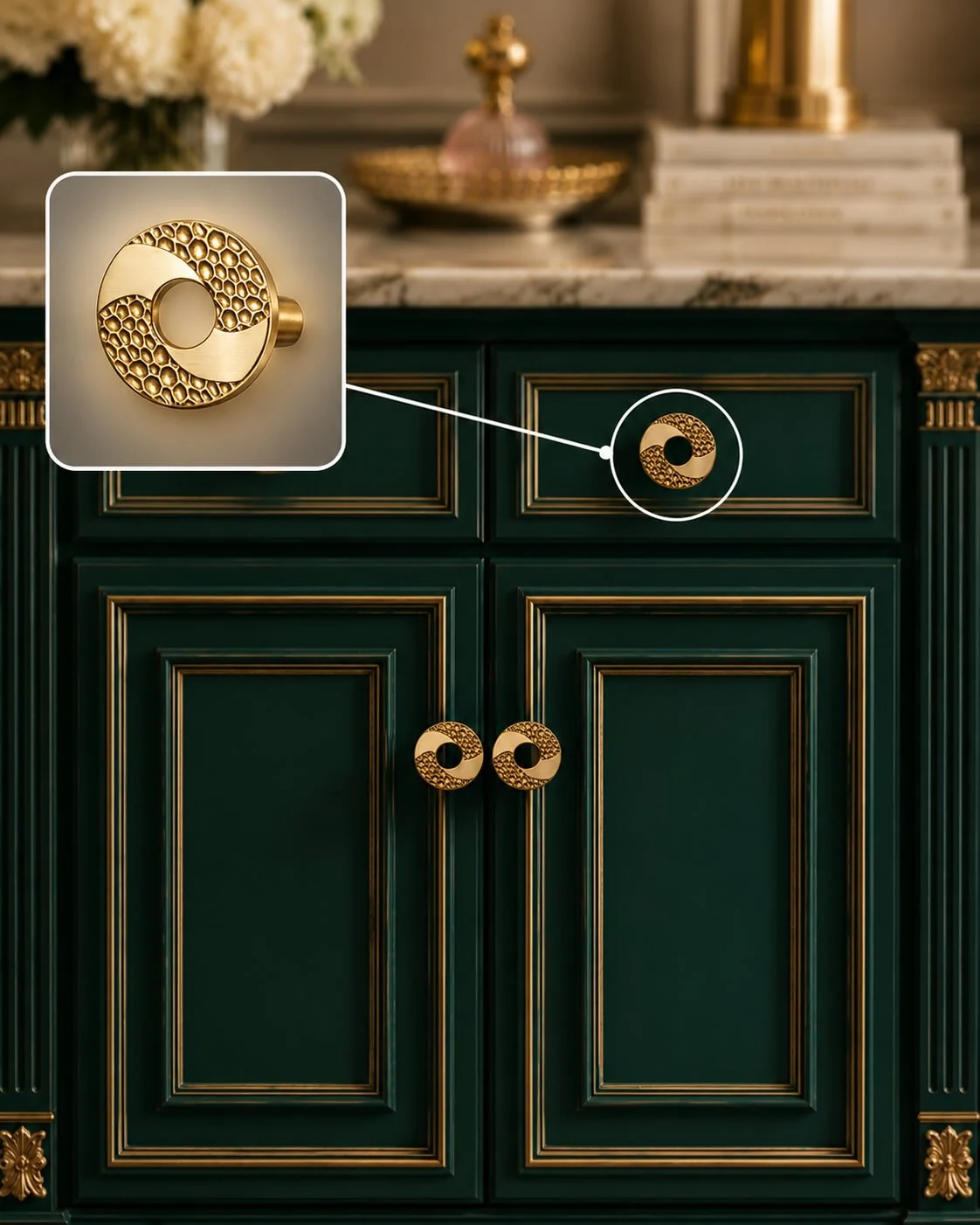 Close study of a brass cabinet knob